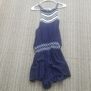 Blue and white romper